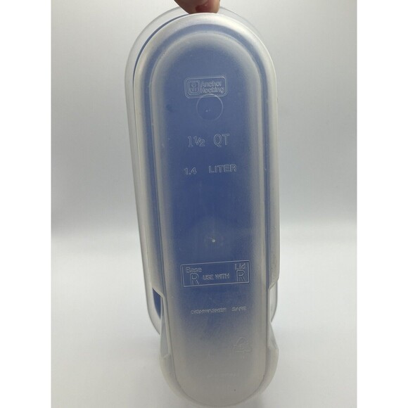 Vintage Anchor Hocking 1.5 QT Plastic Storage Container Blue Lid Set of 2 - Picture 5 of 5